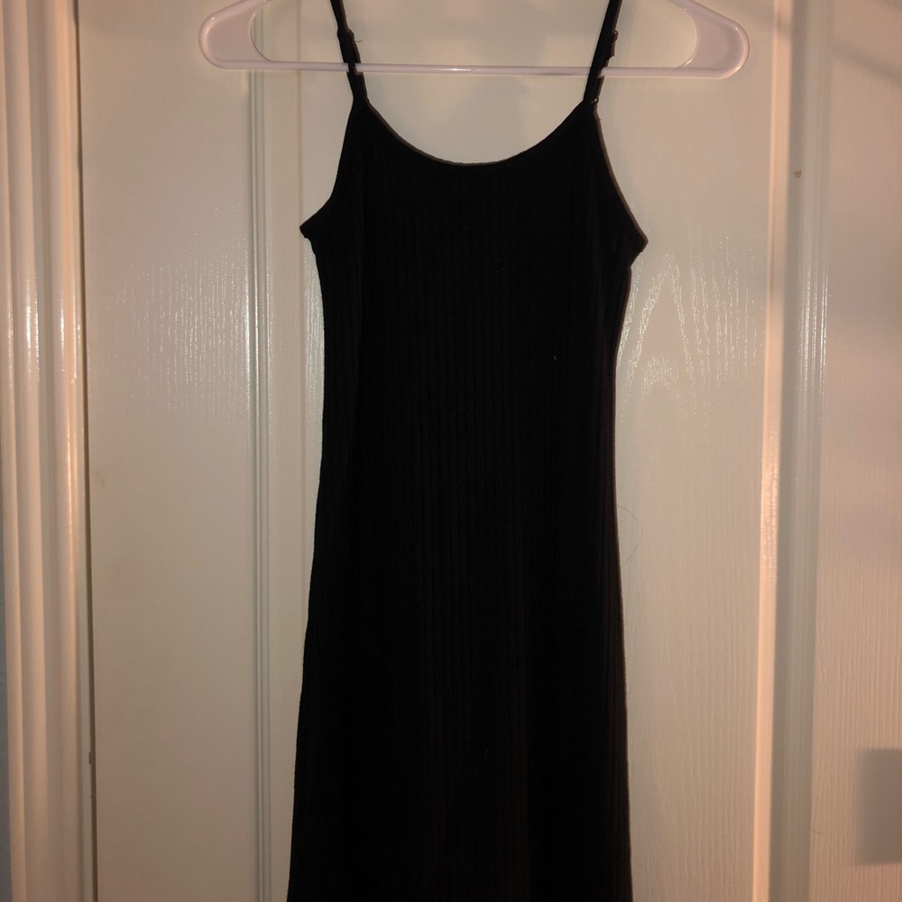 black knit spaghetti strap dress
